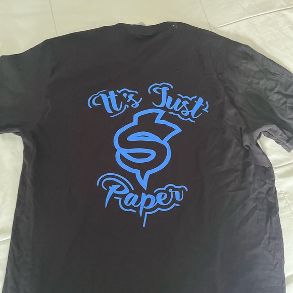 Black T-Shirt with Blue Graphic by - Picture 1 of 3